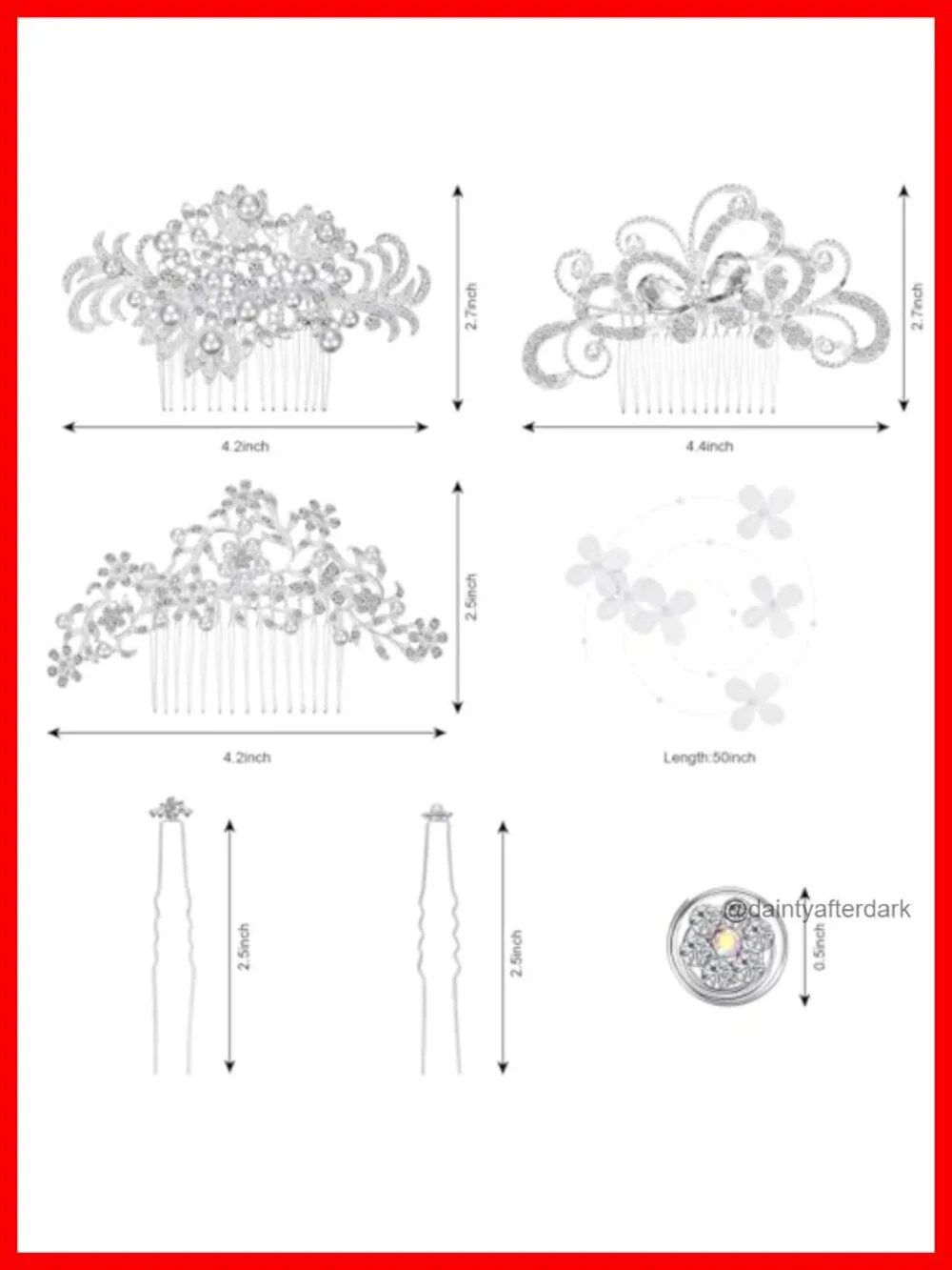 56pc Crystal Pearl Bridal Hair Accessories Set Combs Clips Pins
